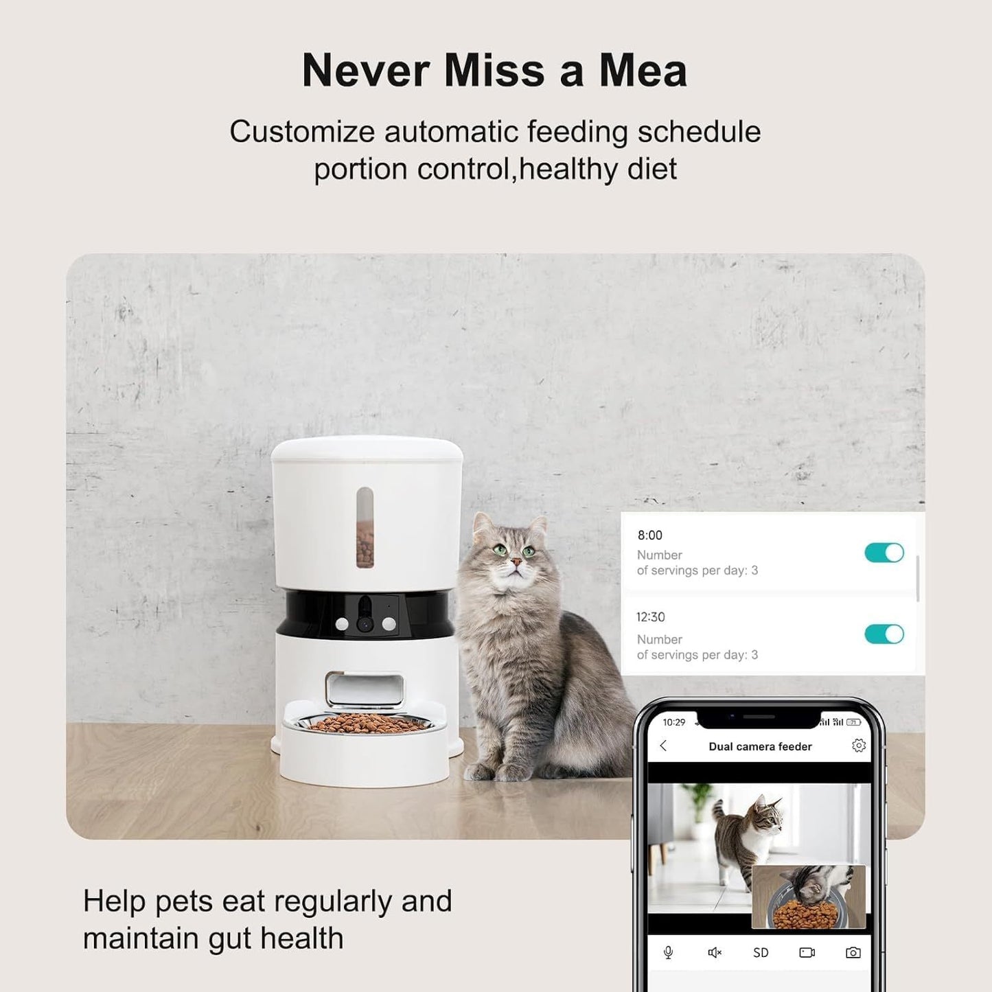 Automatic Pet Feeder Dispenser HD Camera