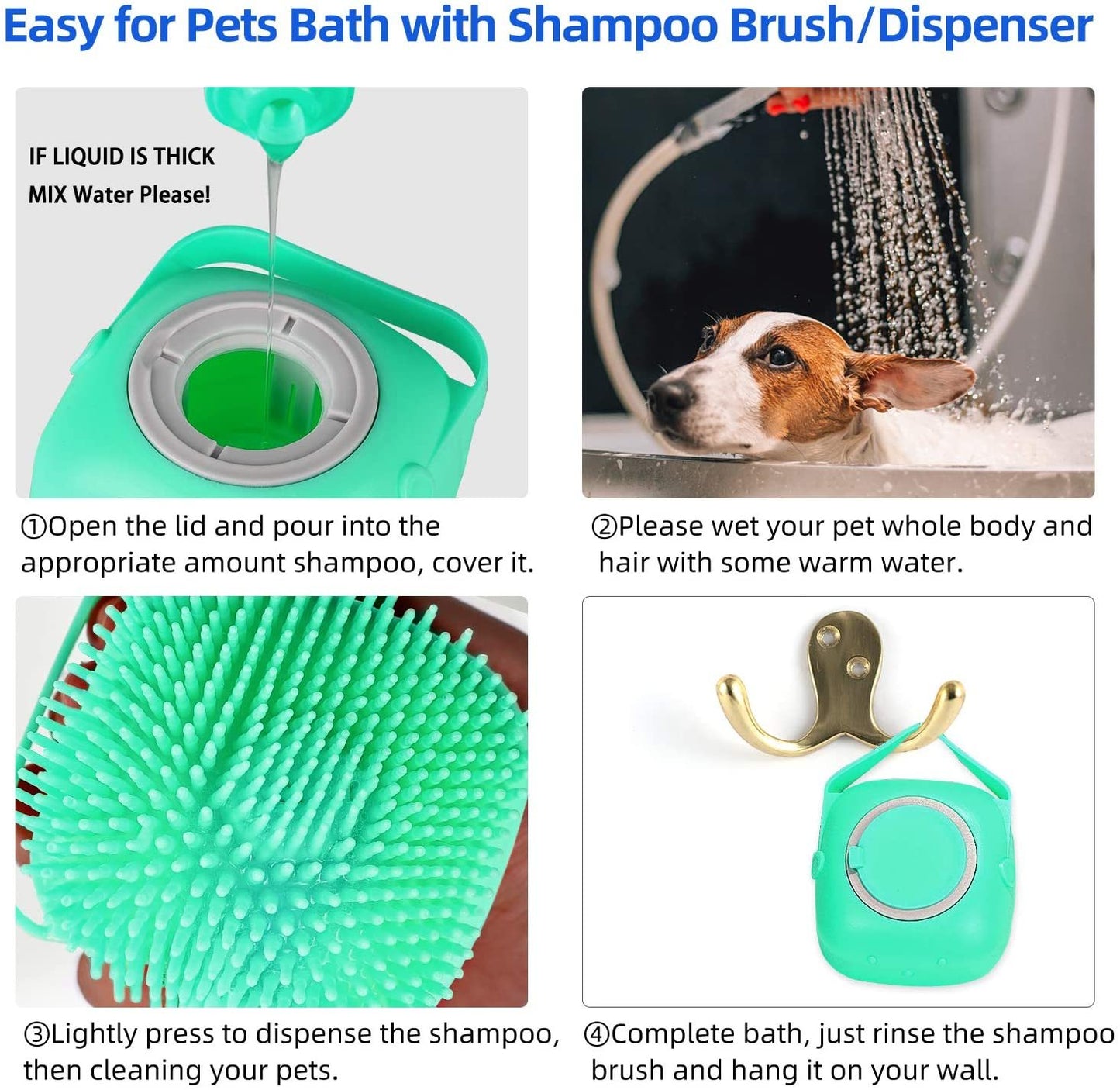 Pet Shampoo Brush Massager Grooming Scrubber