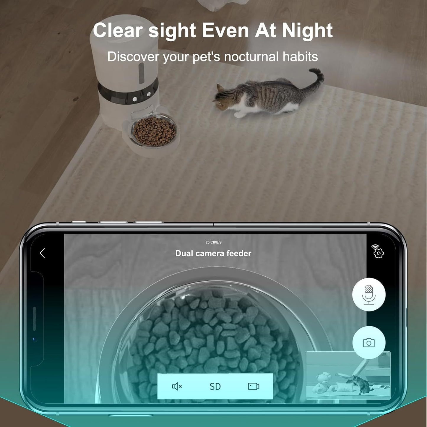 Automatic Pet Feeder Dispenser HD Camera