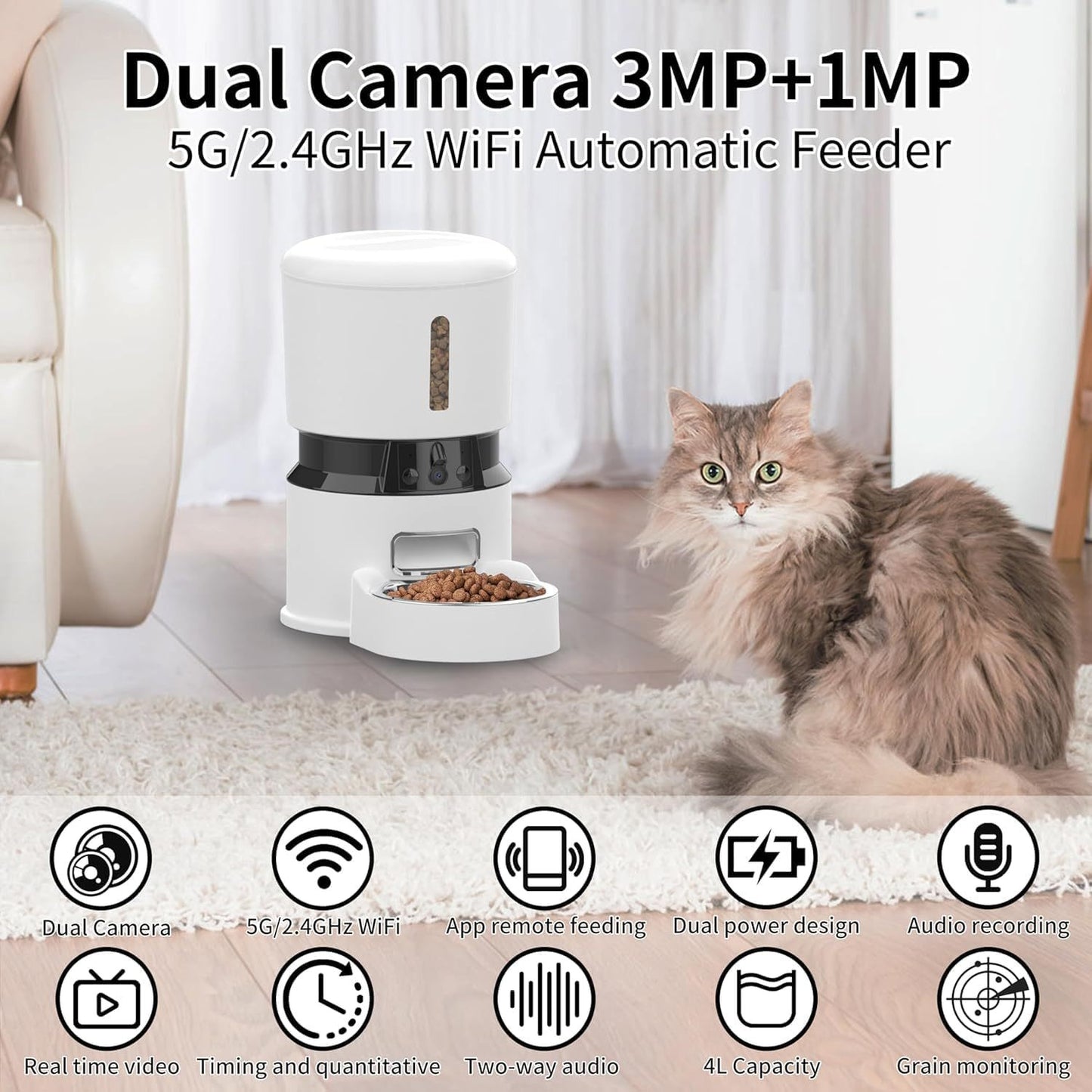 Automatic Pet Feeder Dispenser HD Camera