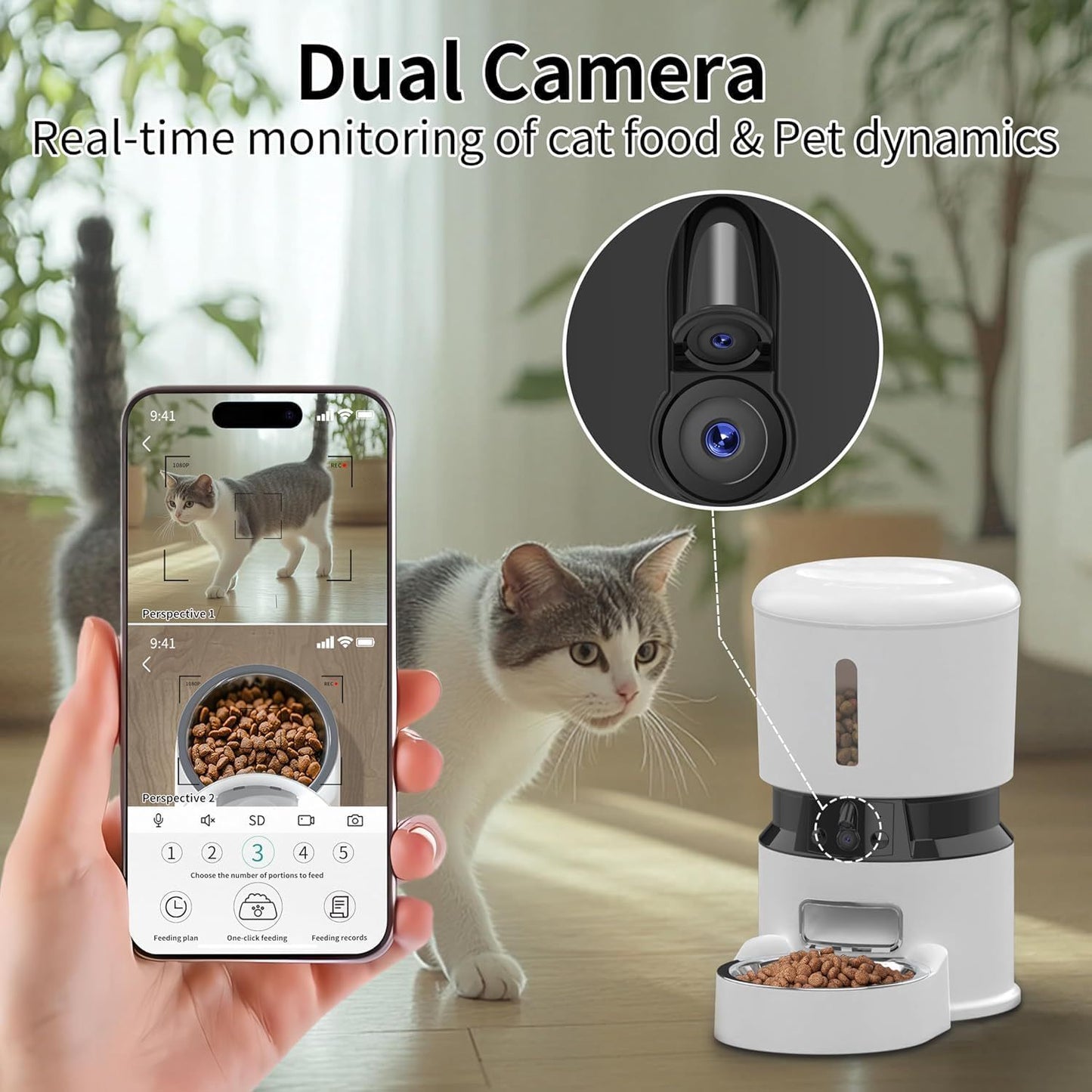 Automatic Pet Feeder Dispenser HD Camera